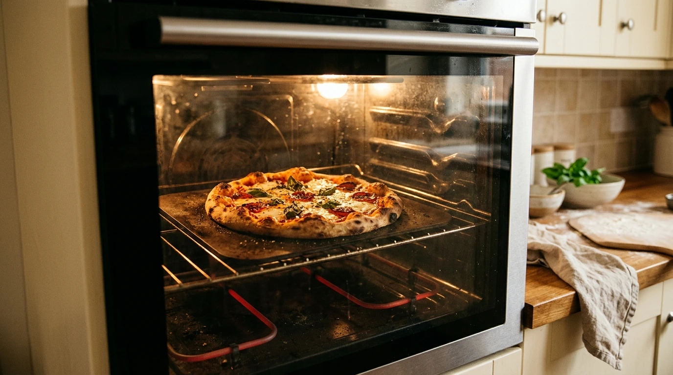 Cuisson d'une pizza maison dans un four domestique
