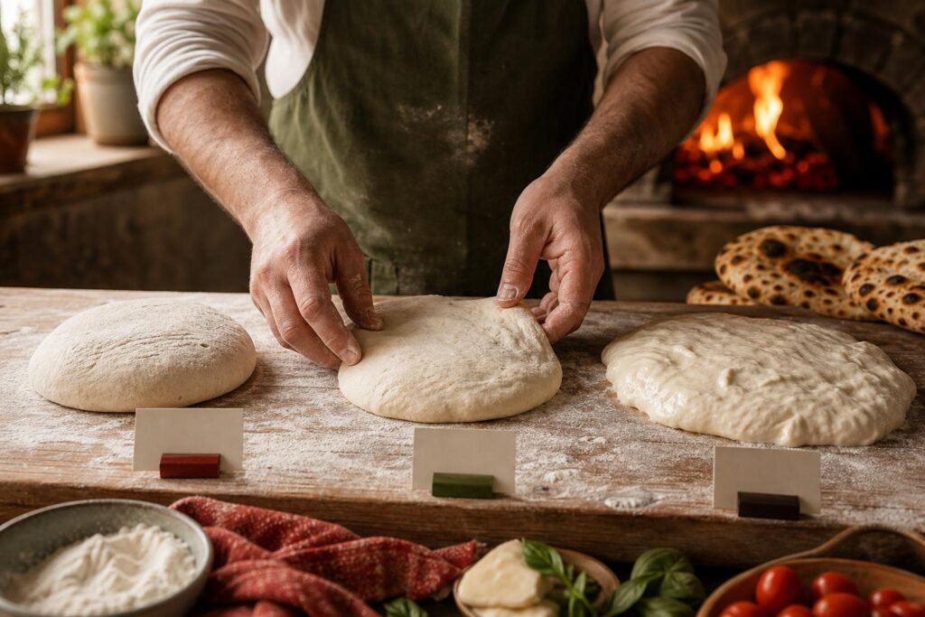 Hydratation de la pâte à pizza : quel taux choisir ?. Photographie éditoriale de pizza artisanale.