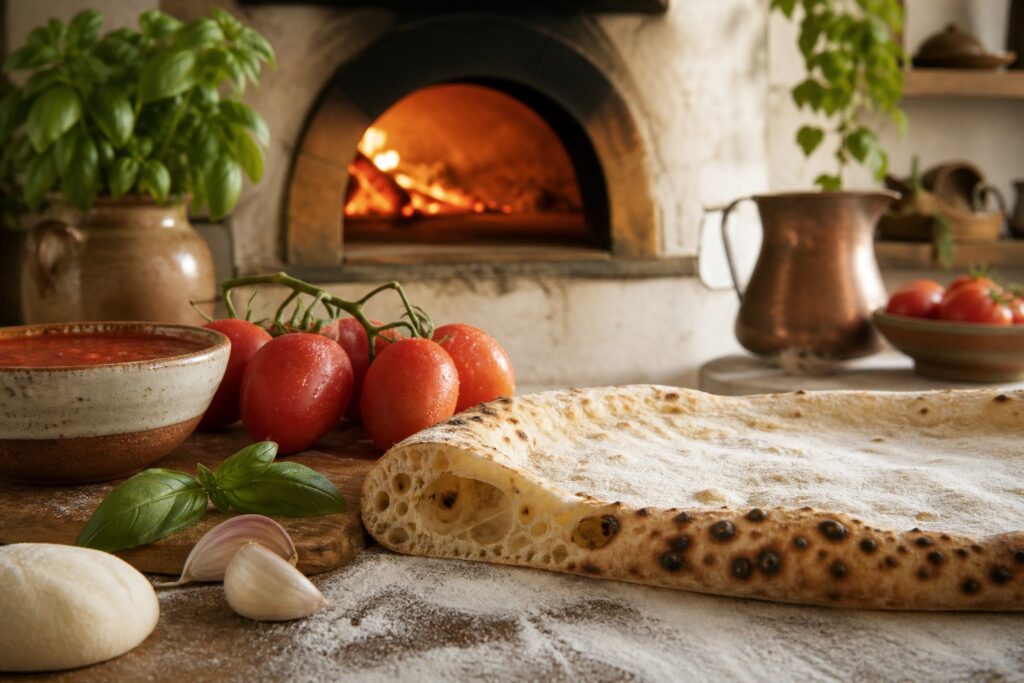 Sauce tomate pour pizza : San Marzano et alternatives. Photographie éditoriale de pizza artisanale.