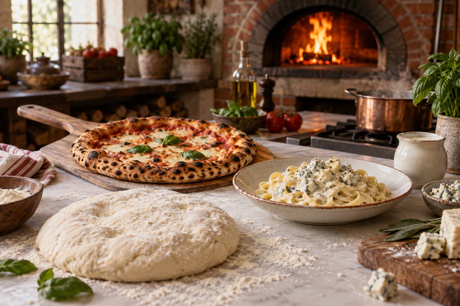Illustration éditoriale du sujet : Crème de gorgonzola : la recette pour pâtes et pizzas